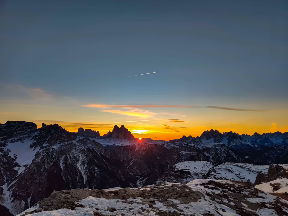 Sunrise silhouette of the Drei Zinnen