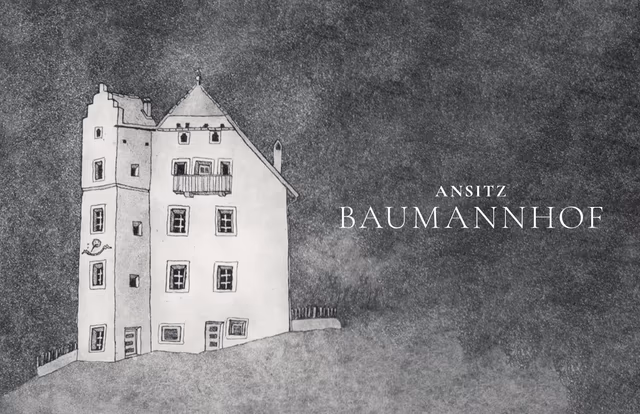 Die Visitenkarte des Ansitz Baumannhof: eine Federzeichnung des Ansitzes
